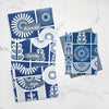 Blue Folk Art Inspired Floral Thank You Greeting Card