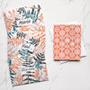Hello Folk Art Inspired Orange Spring Flowers Greeting Card