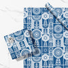 Blue & White Flower Folk Art Eco-Friendly Wrapping Paper
