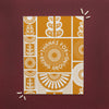 Golden Orange Folk Art Flower Thank You Greeting Card