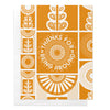 Golden Orange Folk Art Flower Thank You Greeting Card