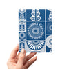 Blue Folk Art Inspired Floral Thank You Greeting Card