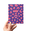 Wild at Heart Purple Leopard Print Greeting Card