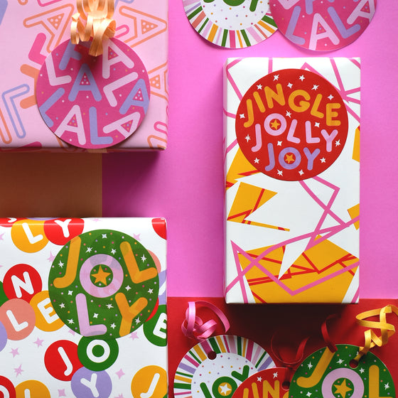 Jingle Jolly Joy Christmas Eco-Friendly Sticker Variety Pack of 8