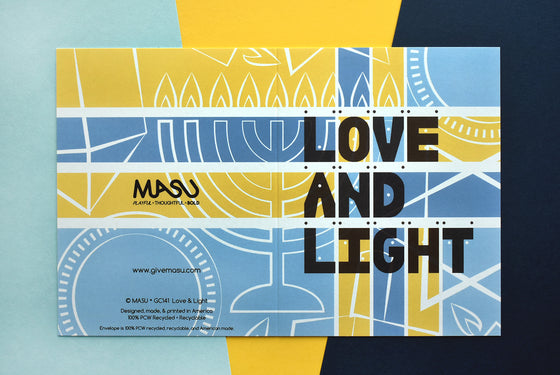 Love and Light Blue & Gold Hanukkah Greeting Card