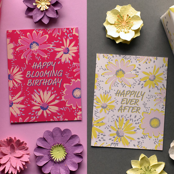 Happy Blooming Birthday Pink Flower Greeting Card