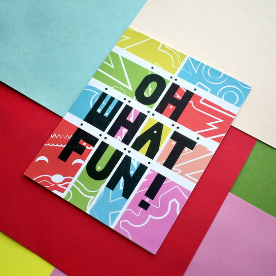 Oh What Fun! Colorful Christmas Greeting Card