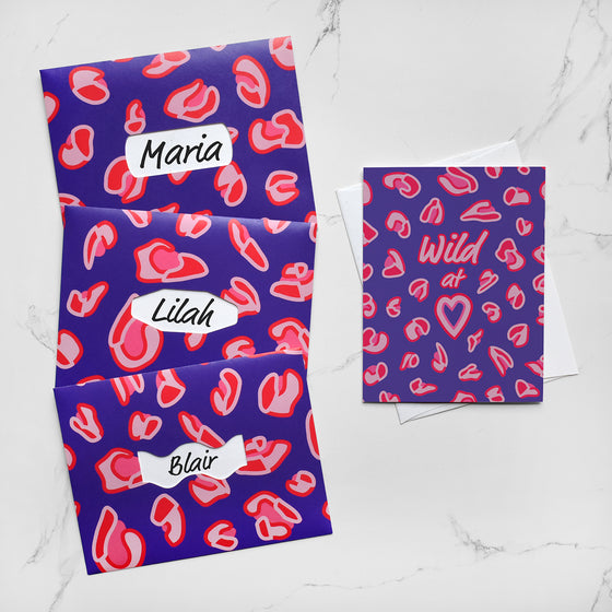 Wild at Heart Purple Leopard Print Greeting Card