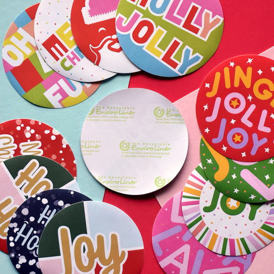 Joyous Modern Christmas Eco-Friendly Sticker Variety Pack of 8