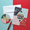 Joy Ornament & Snow Modern Christmas Greeting Card