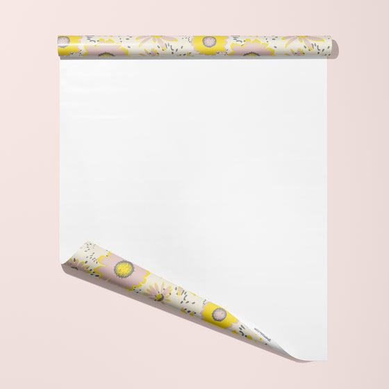 Pink & Yellow Flower Birthday & Wedding Eco-Friendly Wrapping Paper