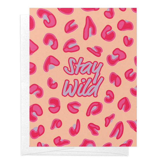 Stay Wild Pink & Peach Leopard Print Greeting Card
