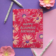  Happy Blooming Birthday Pink Flower Greeting Card