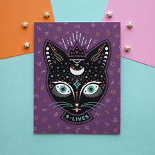  9 Lives Black Cat Halloween Greeting Card