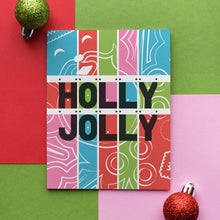  Holly Jolly Santa and Holly Leaves & Berries Christmas Card