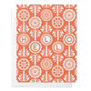 Hello Folk Art Inspired Orange Spring Flowers Greeting Card