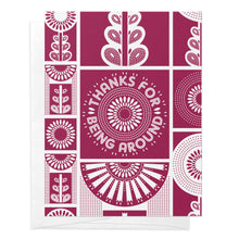  Berry Red Folk Art Inspired Flower Thank You Greeting Card