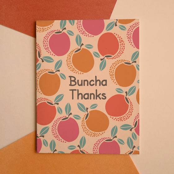 Buncha Thanks Peaches Thank You Peach Fuzz Greeting Card