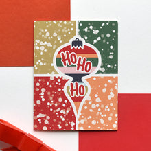  Ho Ho Ho Ornament & Snow Modern Christmas Greeting Card