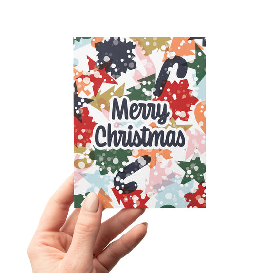 Merry Christmas Shapes & Snow Modern Christmas Greeting Card