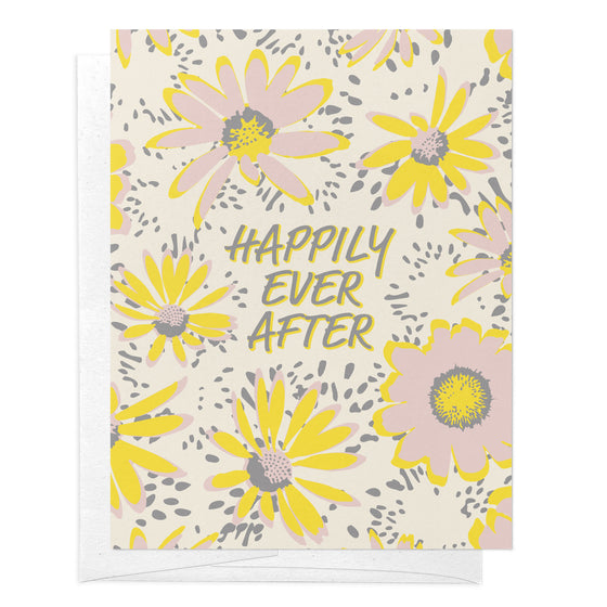 Happily Ever After Floral Wedding Greeting Card