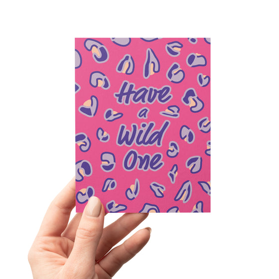 Pink Leopard Print Birthday & Bachelorette Greeting Card