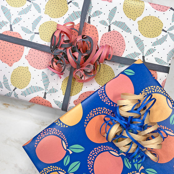 Peach Party Fruit Recycled Wrapping Paper