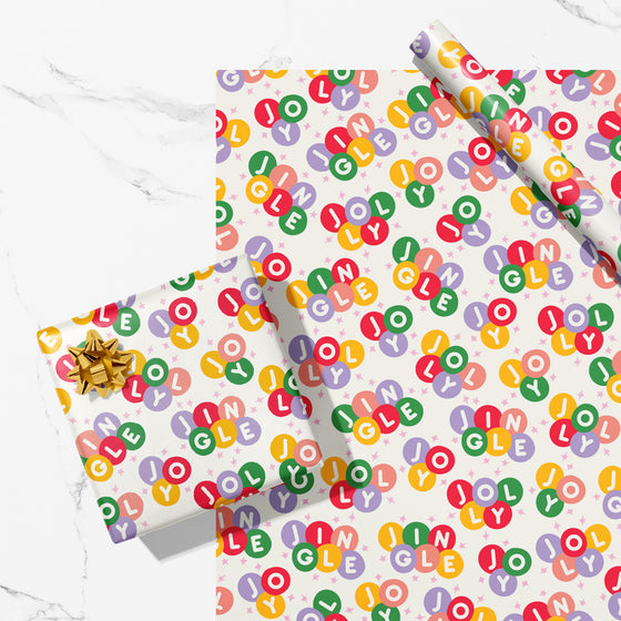 Jingle Jolly Joy Christmas Eco-Friendly Wrapping Paper