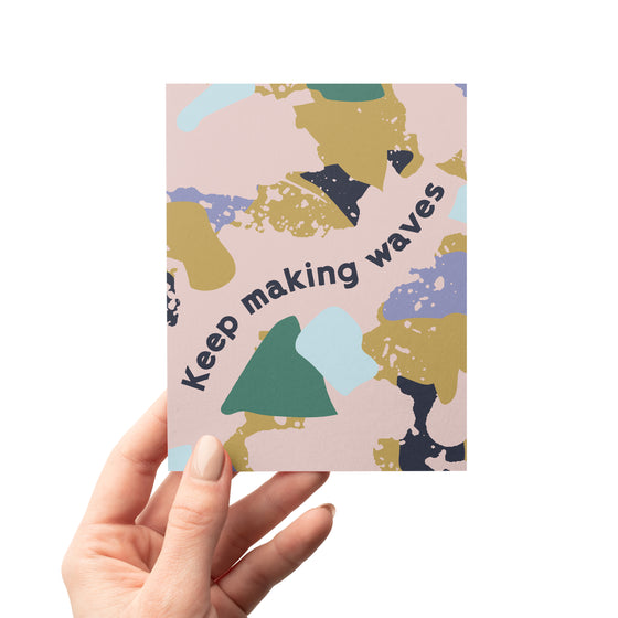 Keep Making Waves Pink Terrazzo Encouragement Greeting Card