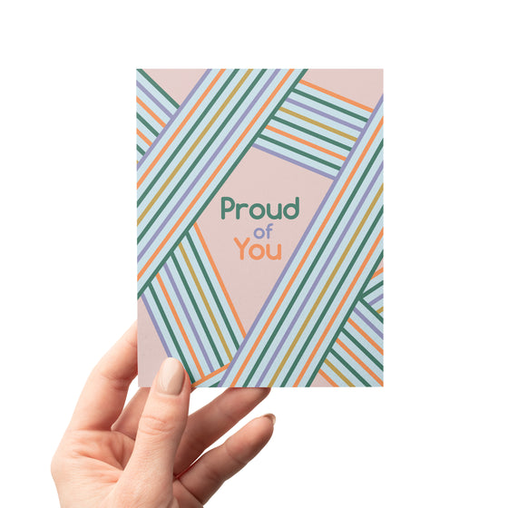 Proud of You Rainbow Stripe Encouragement Greeting Card