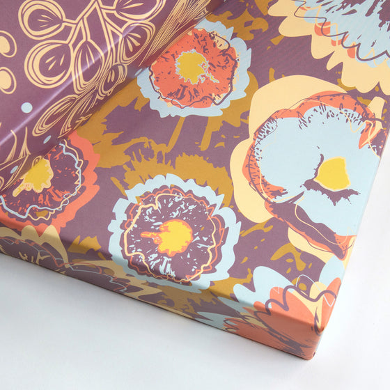 Purple Flower Wedding Recycled Wrapping Paper