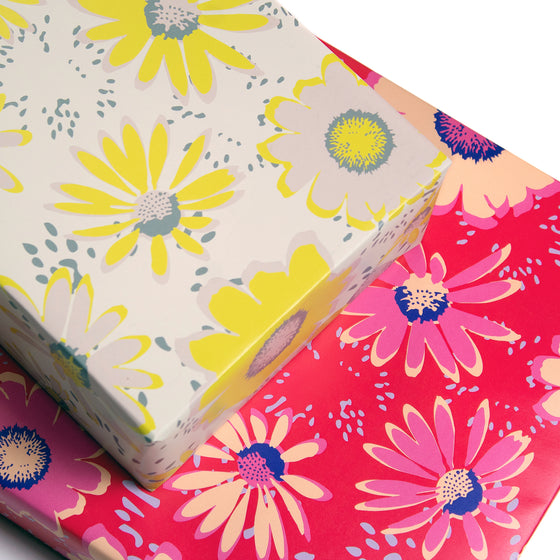 Pink & Yellow Flower Birthday & Wedding Recycled Wrapping Paper – MASU