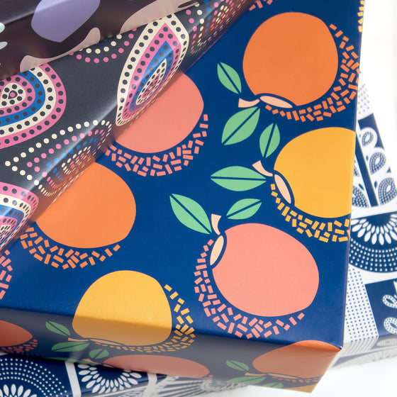 Peach Party Fruit Recycled Wrapping Paper – MASU