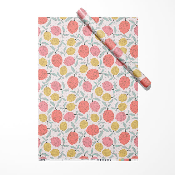 Citrus Fruit Polka Dot Recycled Wrapping Paper