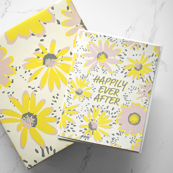 Happily Ever After Floral Wedding Greeting Card