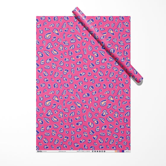 Pink, Purple, & Peach Leopard Animal Print Recycled Wrapping Paper