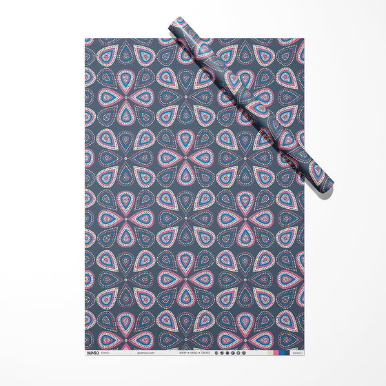 Folk Art Inspired Geometric Recycled Wrapping Paper