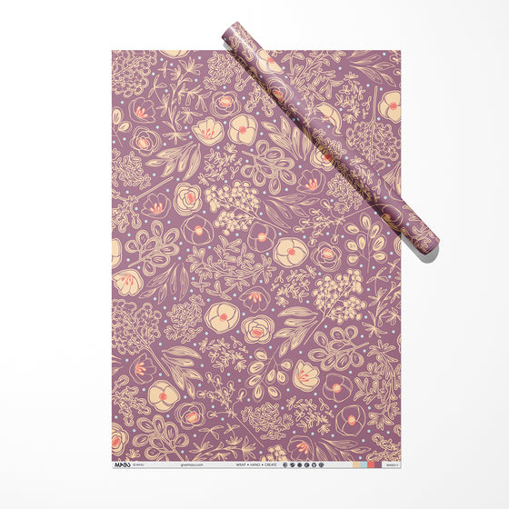Purple Floral & Nature Recycled Wrapping Paper